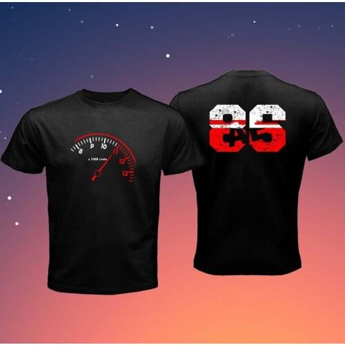 Fashion New Top Tees Tshirts Tachometer Full Speed AE86 Drift Car Fujiwara Initial D Retro Black Men T-shirt