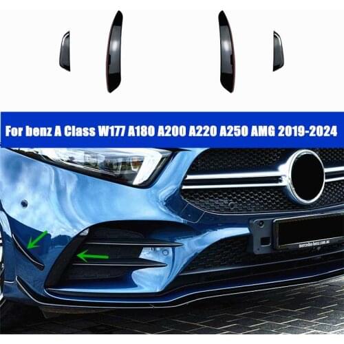 Side Front Bumper Lip Splitter Sticker Cover For Mercedes-Benz A Class W177 A180 A200 A220 A250 For AMG 2019 2020 2021 2022