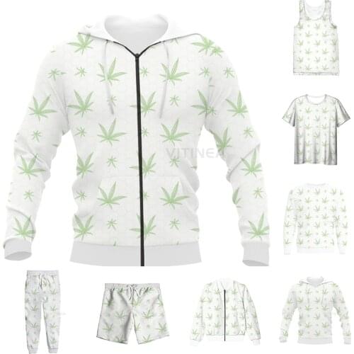 New Funny 3D Full Print Weeds Leaves T-shirt/Sweatshirt/Zip Hoodies/Thin Jacket/Pants Four Seasons Casual Suit V65