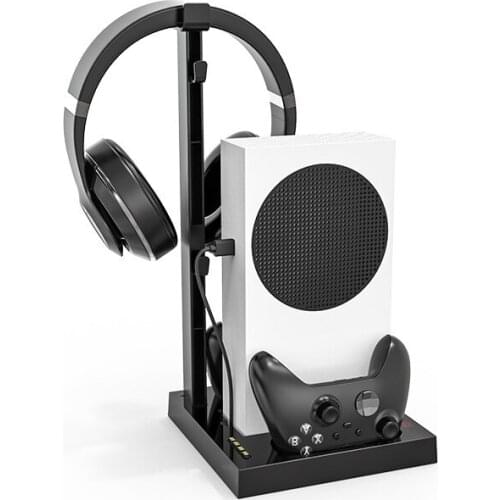 For Xbox Series S Console Host Cooling Fan Base XSS Headset Storage Bracket Double Battery Handle Contact Seat Charging Dock