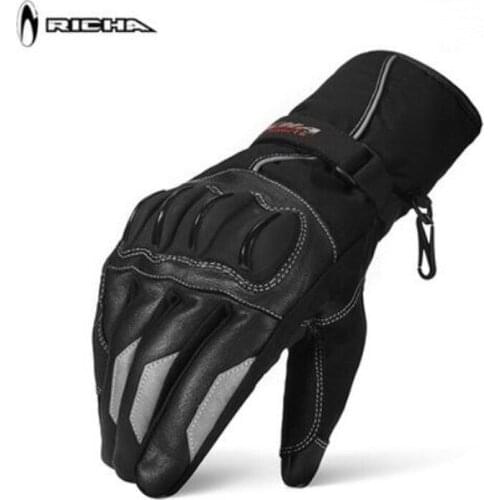 RICHA Winter Warm Waterproof Motorcycle Gloves Men Sheepskin Leather Motorbike Glove Fall-resistant Rider Protection TPU Wiper