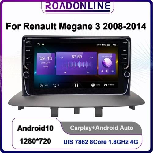 ROADONLINE For Renault Megane 3 2008-2014 Gps Stereo Car Multimedia Player Radio Android Octa Core 6+128G