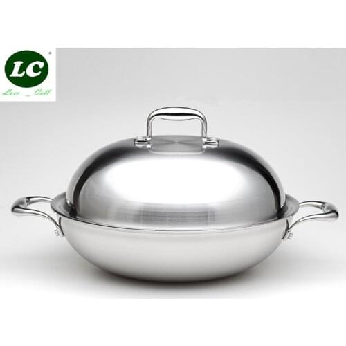 Wok cooking pan 5-ply thicking inox cooking pan 36cm luxury top quality non-stick non smoke wok cookware