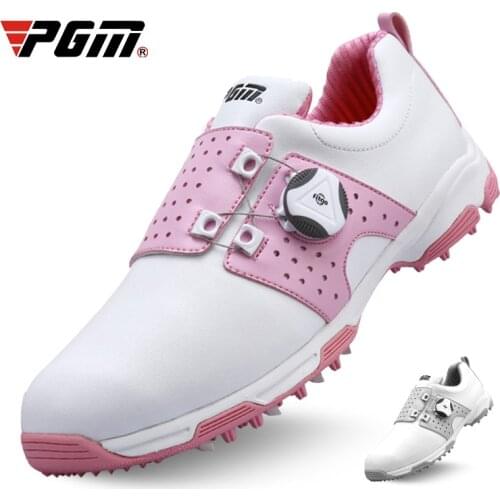 PGM Womens Golf Shoes Waterproof Breathable Anti Skid Golf Sneakers Summer Ladies' Revolving Shoe Buckle Golf Sports Shoes
