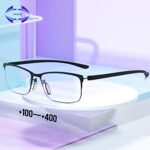 VCKA Square Anti-blue light Reading Glasses Women Men Antifatigue Computer Optical metal Retro Presbyopia Eyewear +100 to +350