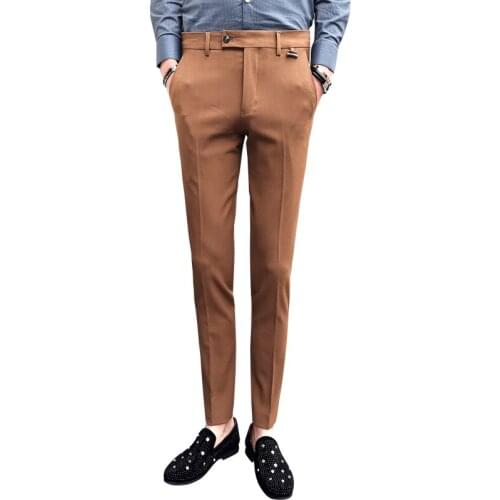 2019 Spring and Autumn Mens Trousers Casual Solid Color Slim High Quality Fashion Mens Classic Business Casual Suit Pants