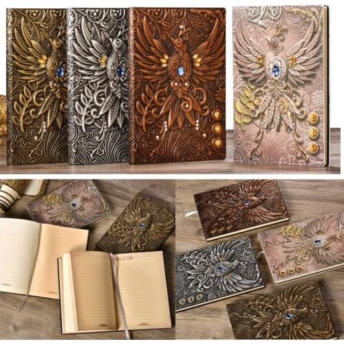2021 Vintage Embossed Phoenix Leather Notebook Gift Diary Note Book Notepad Travelers School Office Notebook Stationery