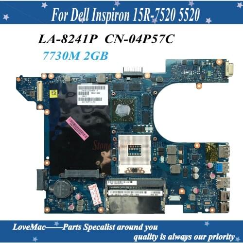 High Quality CN-04P57C for Dell Inspiron 15R-7520 5520 Laptop motherboard LA-8241P Radeon HD 7730M 2GB HD4000 100% tested