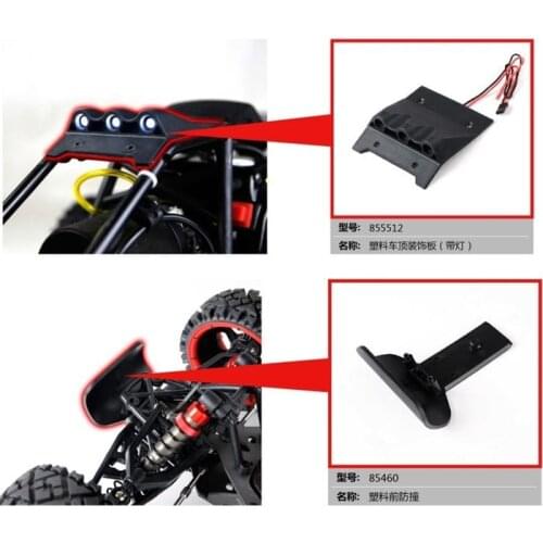 Front Bumper and Roof Guard Plate with LED Light for 1/5 Scale HPI Baja 5B
