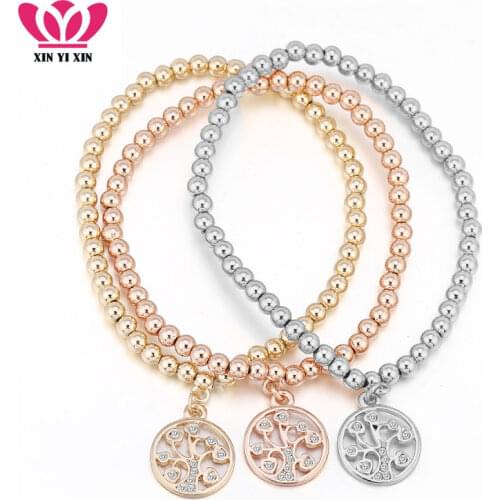 Tree of Life Gold Charm Bracelets Chain Bracelet 3pcs Multilayer Adjustable Elastic Bracelets For Women Party