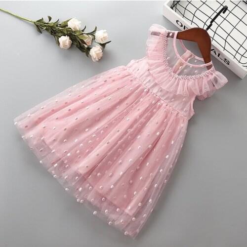 2-7 year High quality girl dress 2019 new summer fashion bow flower kid children girl clothing party formal princess dress