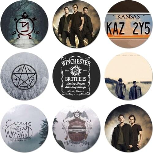 58mm TV Play Supernatural License Plate Icons Pins Badge Decoration Brooches Metal Badges For Clothes Backpack Decoration