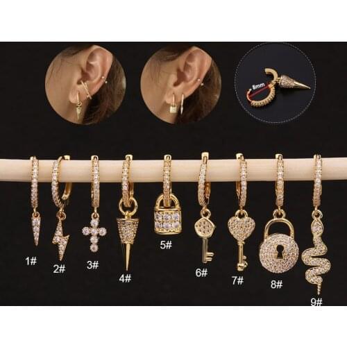 1pc Copper 8mm Ear Piercing Hoop Ear Plugs and Tunnels Pendant Captive Hoop Rings Nose Rings Nipple Rings Piercing Body Jewelry