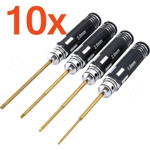 10Sets 4pcs/Set Titanium Steel 1.5mm 2.0mm 2.5mm 3.0mm Hexangular Screwdriver Kit Repair Tools For RC Car Quadcopter Drone Plane