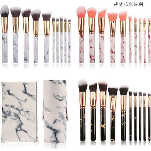 10Pcs Makeup Brushes Tool Set Eye Shadow Cosmetics Professional Eyebrows Soft Hair Marble Makeup Brushes Tool