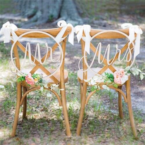 2pcs/set Mr&Mrs Chair Wood Signs Photo Props Rustic Wedding Wooden Chair Sign Pendant Decor Wedding Decoration 48cm*39cm