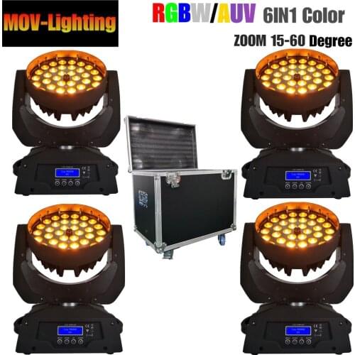 4pcs/lot fly case 36x12W 36x15W 36x18W 4in1 5in1 6in1 Zoom Moving Head Light RGBWA UV dmx light flight case price