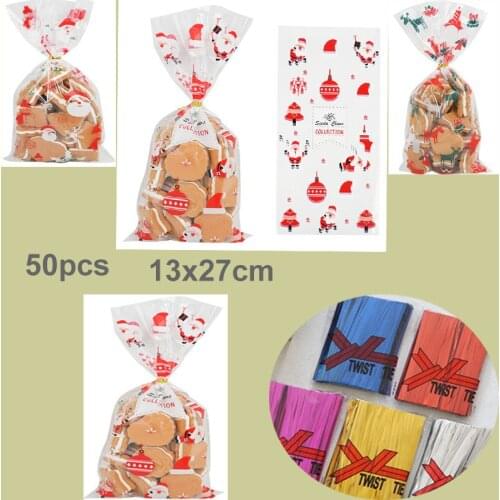 50PCS plastic Candy Biscuit Popcorn Bags Packing Pouch Pastry Tool Wrapping Party Supplies