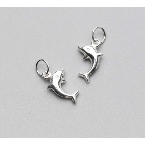 925 Sterling Silver Cute Dolphin Charms 13x7.5mm Handmade Women Jewelry Pendant Accessories DIY Dangle Earring Necklace Gift