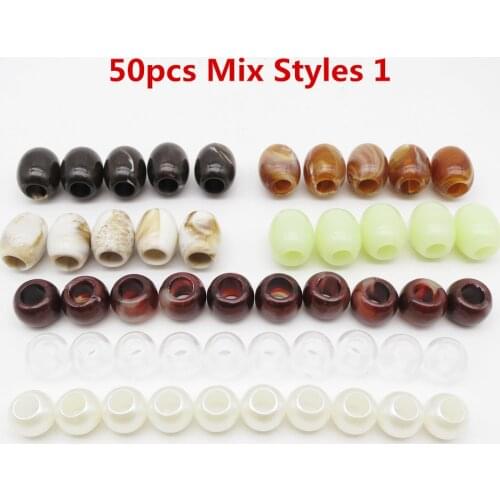 50pcs Mix Styles plastic Crochet Hair braid Dreadlock Beads rings tube for kids girls women Accessories