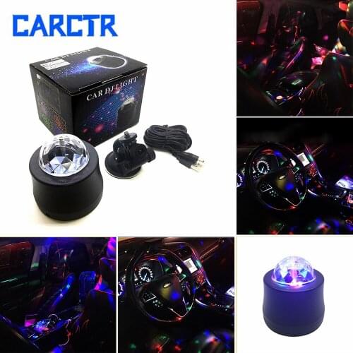 CARCTR 6 Color Car DJ Music Light Mini RGB LED MP3 Disco Crystal Magic Ball Lamp with USB Christmas Interior Holiday Lights