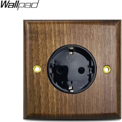 Wood EU Socket Wallpad WALNUT Wood frame 16A EU RU DE NL Wall Power Outlet 110V-240V AC