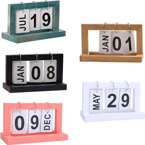 Wooden Page Turning Desk Calendar Wooden Flipping Calendar Creative Simple Standing Desk Calendar Home Calendar Decor