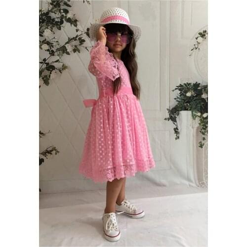 Girl Child Pink Hat Laced Princess Pattern Dress
