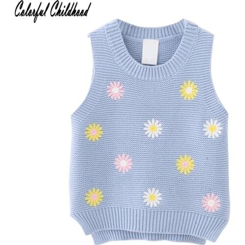 Kids Vest Girl Boy Winter Warm Knited Vests Baby flower embroidery Waistcoat casual Jackets For Girls Children Coats