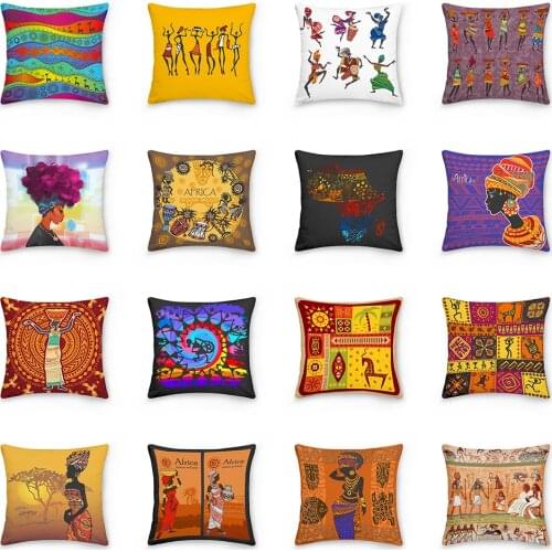 Double Side Decorative Cushion Cover Pillow Case African Women Printed Throw Pillow Decor for Home Decor Sofa Pillowcase