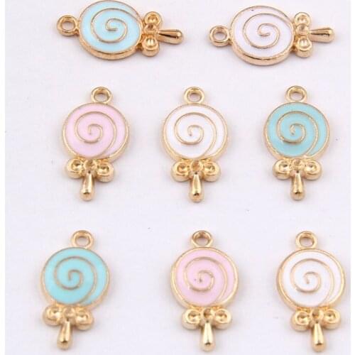 100pcs 18*9mm Lovely Candy Lollipop Enamel Charms Alloy Pendant Fit for Bracelet Necklace DIY Fashion Jewelry Accessories
