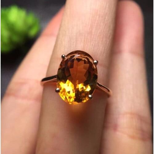 Fine Jewelry Real 18K Rose Gold AU750 Natural Citrine Gemstones Chic Diamonds Female Anniversary Gift Fine Rings