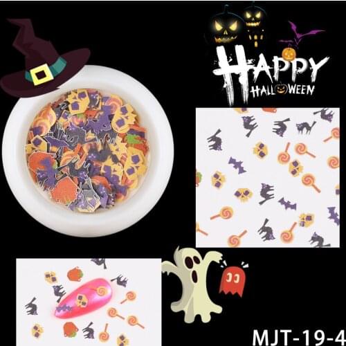Halloween Handmade Box Nail Art Glitter Sequins Pumpkin Spider Manicure Matte Paillette Sticker Wood Pulp Patch Decoration Dark