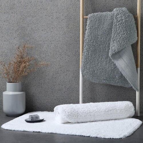 Feet Bath Mat Luxury Hotel Home Cotton Towel Rugs Thick Anti-Slip Bathroom Carpet Solid Gray White Doormat Absorbent Floor Mats