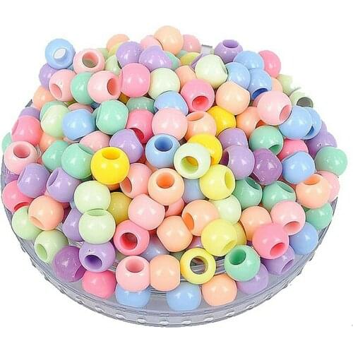 Craft DIY Mixed Pastel Color Acrylic Round Pony Beads 6mm-12mm for Kids Craft