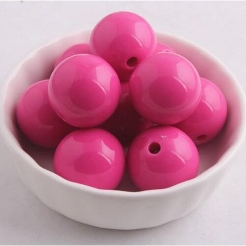 Kwoi vita New Rose Color Chunky 20MM 100pcs Acrylic Solid Gumball Beads for Bubble Chunky Little Girl