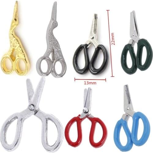 1:12 Dollhouse Miniatures Metal Sewing Scissors Furniture Toy Mini Metal Scissors Simulation Crafts Toys Accessories 6Styles