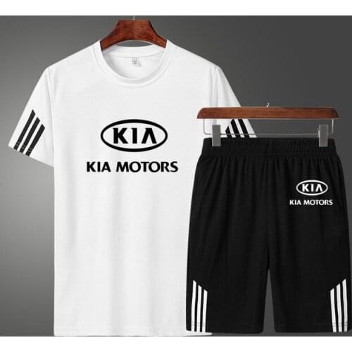 2021Fashion KIA Car Logo Printing Summer Mens T-shirt Casual Cotton High Quality Mens short sleeve + shorts two-piece suit