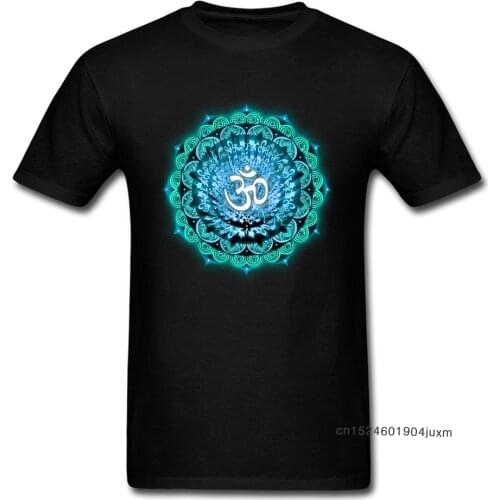 Men T-shirts Om Mandala T Shirt Print 3D Geometric Floral Tshirt Cotton Black Blue Tops Tees Slim Fit Birthday Gift Clothing XL