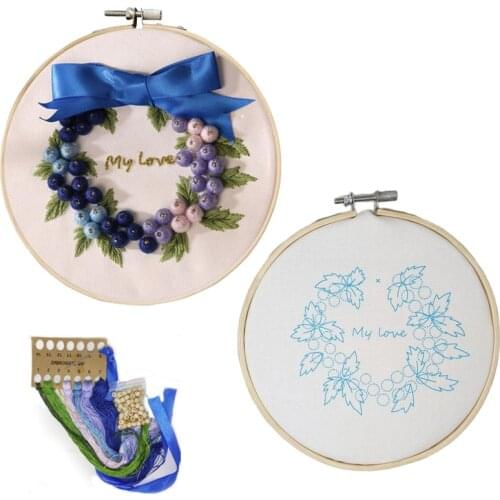 DIY Embroidery Kit Flower Pattern Printed Needlework Practice Kits Cross Stitch Sewing Art Craft Christmas Home Decor Gift