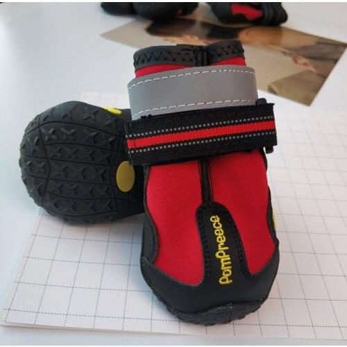 Pet Shoes Pompreece Band Large Dog Shoes Boots Sport Mountain TPR Sole Soft Quality Waterproof Reflective Small Dog Shoes