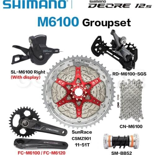 SHIMANO DEORE M6100 Groupset 12 Speed Shifter Rear Derailleur SunRace CSMZ901 Cassette KMC X12 chain Crankset M6120 170mm 175mm