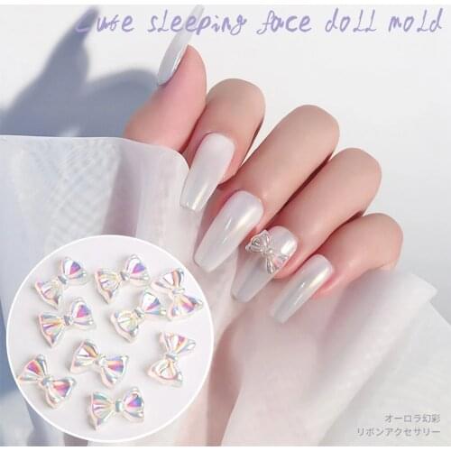 Resin 3D Nail Charms 30/100pcs Glitter White AB Rhinestones Bow Ties Resin Nail Art Decorations