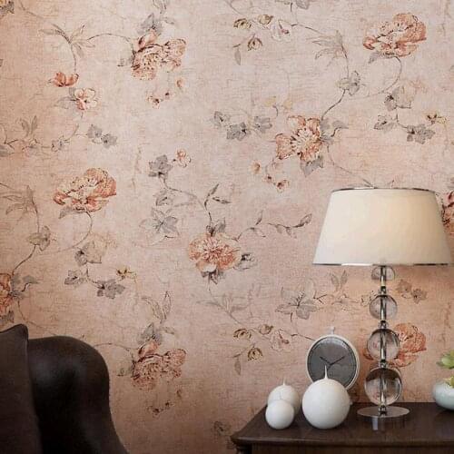 Luxury Phnom Penh American Country Wallpaper Retro Vine Garden Big Flower Bedroom Living Room TV Table Non-woven Yellow