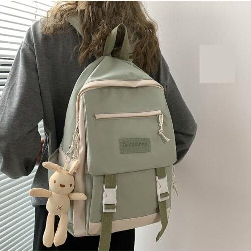 Teen School Bag for Girls Backpack Black Pink Nylon Cute Cartoon College School BackPack Women Teenage Student Schoolbag New