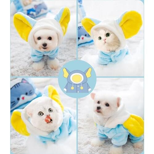Halloween Dog Costume Winter Coral Fleece Dog Hoodie Dumbo Cat Costume Jumpsuit Yorkie Schnauzer Ropa Para Perro Pet Clothes