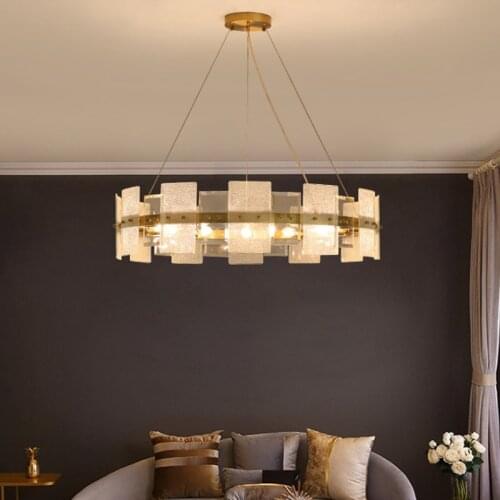 Modern Luxury Crystal Glass Copper Pendant Lights Bedroom Living Dining Room Deco Lamp Indoor Lighting Led Hanging Light Fixture