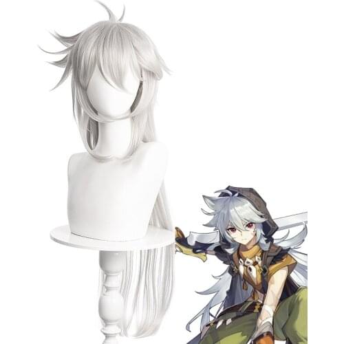 Genshin Impact Razor Cosplay Silver gray Long Heat Resistant Synthetic Hair Halloween Carnival Party Role Play Wigs