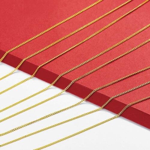 XP Jewelry -- ( 45 cm x 1mm ) Small Chain Necklace for Women 24 k Pure Gold Color Hot Buy Embroidery Jewelry Fashion Nickel Free