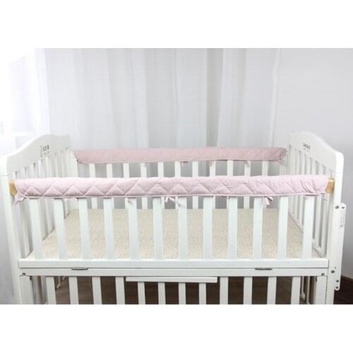 2Pcs Cotton Crib Protection Wrap Edge Safe Teething Protector Baby Anti-bite Solid Color Bed Fence Guardrail Rail Cover